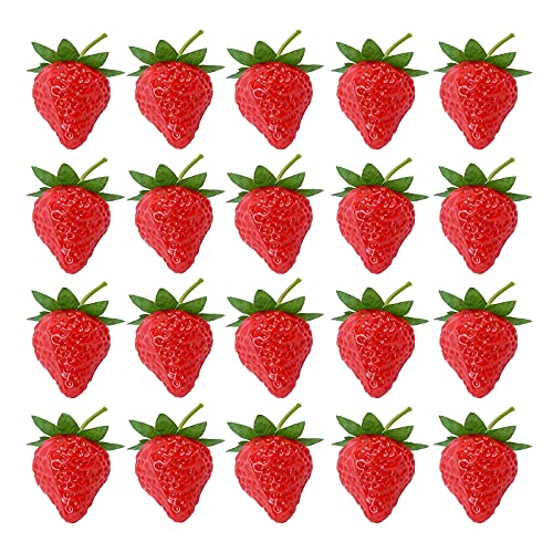 20 Realistic Artificial Strawberries for Decor & Photography