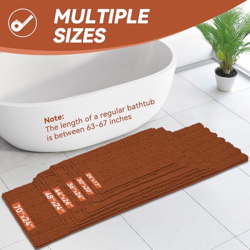 Bcoimo Soft Chenille Burnt Orange Small Bath Mat 24x17 Non-Slip