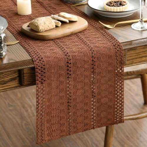 Artoid Mode 12x90 Inch Caramel Woven Farmhouse Table Runner