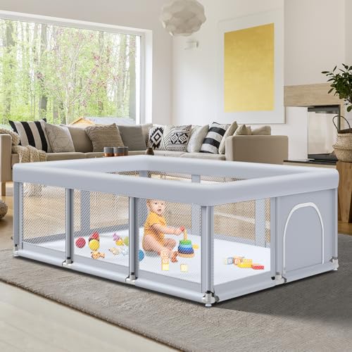 Large Baby Playpen 74x50 Indoor Outdoor Safety Play Yard with Breathable Mesh