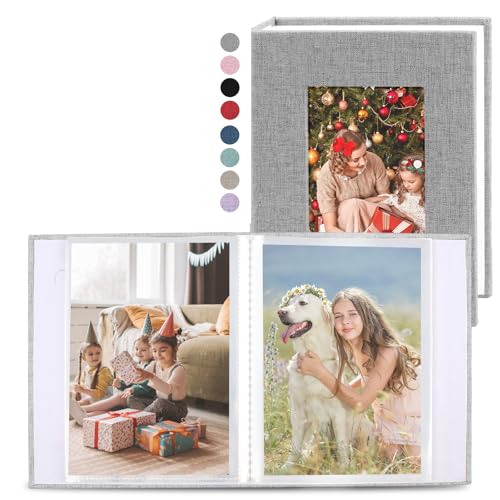2-Pack 4x6 Linen Photo Album, Small Picture Book with Cover Window