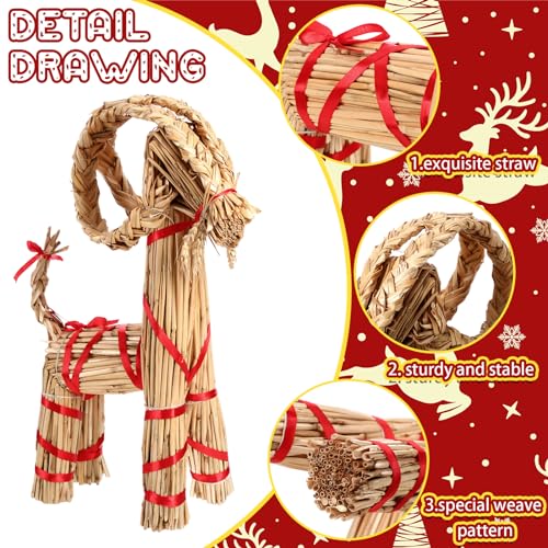 Gerrii Christmas Straw Goat Scandinavian Yule Goat 17.7 Inch - Traditional Holiday Decor