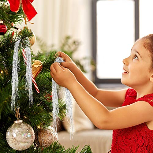 Silver Tinsel Icicle Strands for Christmas Tree Decor, 18-Inch (5000 Count)