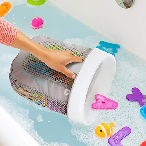Hanging Bath Toy Organizer Scoop and Storage Basket, Grey