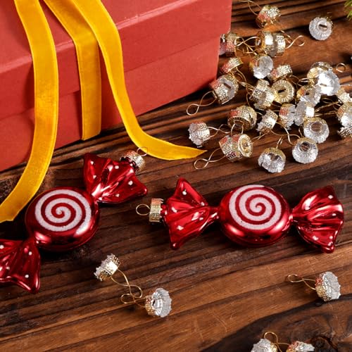 Fukaisu 100pcs Gold Christmas Ornament Caps 1.3cm/0.5in Hanger Adapter