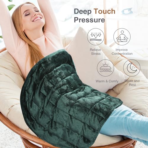 7lbs Weighted Lap Blanket for Adults - Cozy Flannel Travel Pad