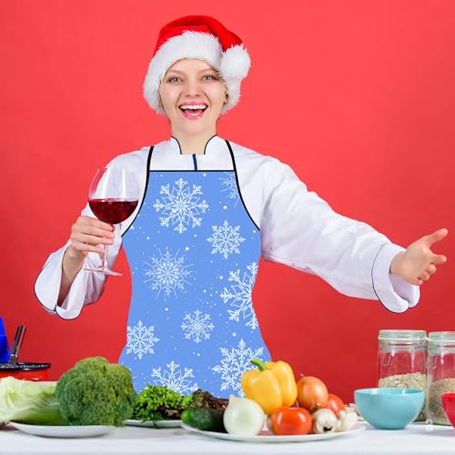 Christmas Snowflake Apron for Men Women Kids Holiday Baking Cooking Kitchen
