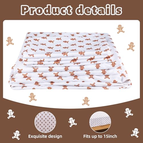 Newwiee Gingerbread 4-Piece Queen Bedding Set - Festive Christmas Sheets, 110G Polyester