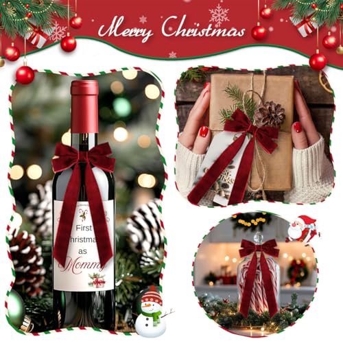 Ulico Burgundy Velvet Christmas Bows - 16 Pcs Holiday Tree Decorations
