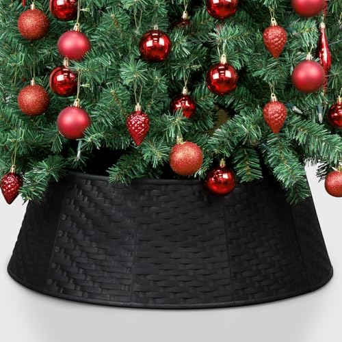 Blissun Black Christmas Tree Collar 28.7 Inch Plastic Tree Ring for Artificial Tree Decor