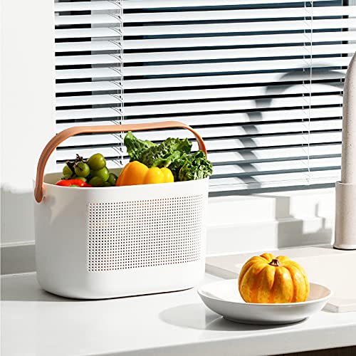 Portable Plastic Shower Caddy Basket with Handle - Yellow Storage Organizer
