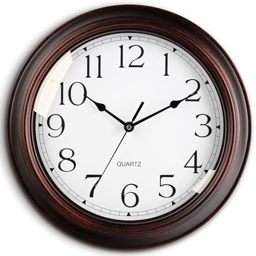 Small Silent Vintage Wall Clock - 8.5 Inch Battery Operated Non-Ticking