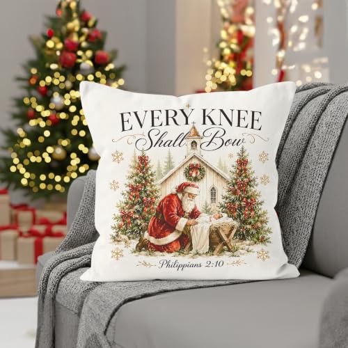WNAGT Christmas Nativity Santa Pillow Cover 18x18 U Pillow Covers