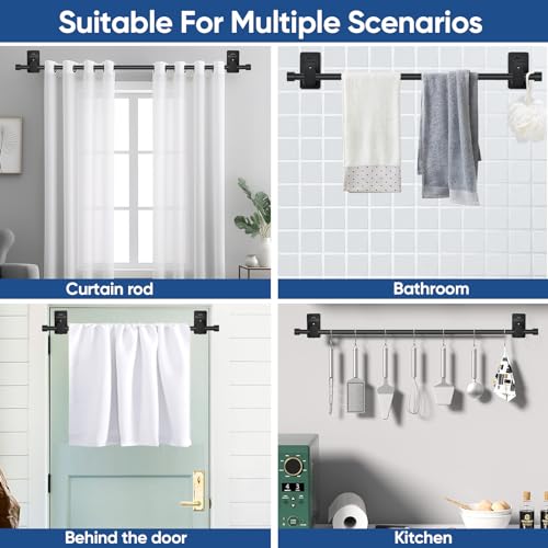 No Drill Curtain Rod Set - 30 to 60 Inch Adjustable with Adhesive Brackets