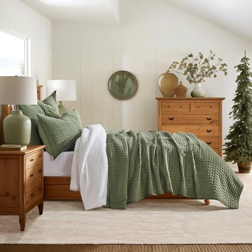 EverGrace King Velvet Quilt Set - 3-Piece All-Season Bedspread (Loden Green)