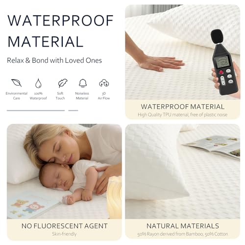 Organic Cotton Waterproof Mattress Protector King Size - 250GSM, Deep Pocket, Noiseless