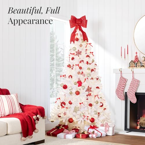 6ft Pre-Lit White Artificial Christmas Tree with Warm White Lights & Stand
