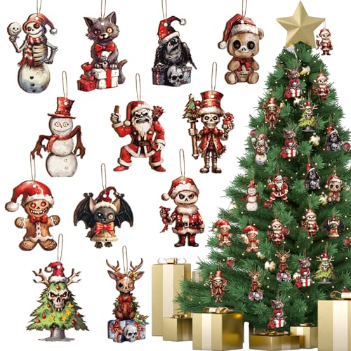 Soaoo 36 Pcs Christmas Horror Ornaments – Assorted Gingerbread Man, Snowman & More (12 Styles)