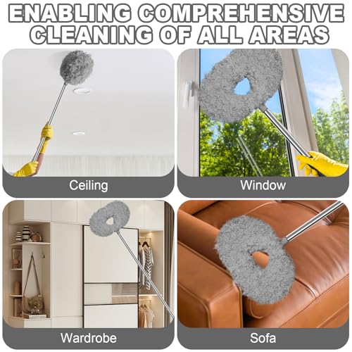 Extendable Ceiling Fan Duster with 13-50 Inch Pole - Bendable Microfiber Brush