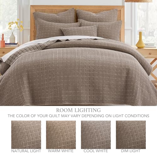 Levtex Home Mills Cotton Waffle King Bedspread Set with Shams - Cocoa