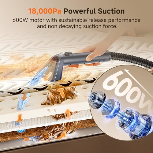 Portable Carpet Cleaner Machine with 18Kpa Suction & Brush Heads