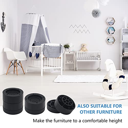 Heavy Duty Furniture Risers - 2 Inch Black Bed Lifts (Set of 4)