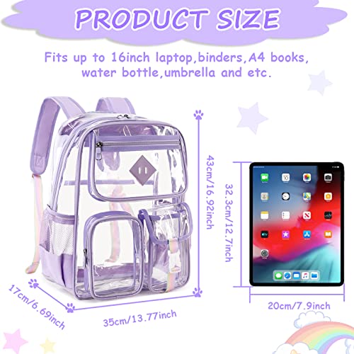 Clear Backpack Heavy Duty PVC Transparent School Bookbag for Girls