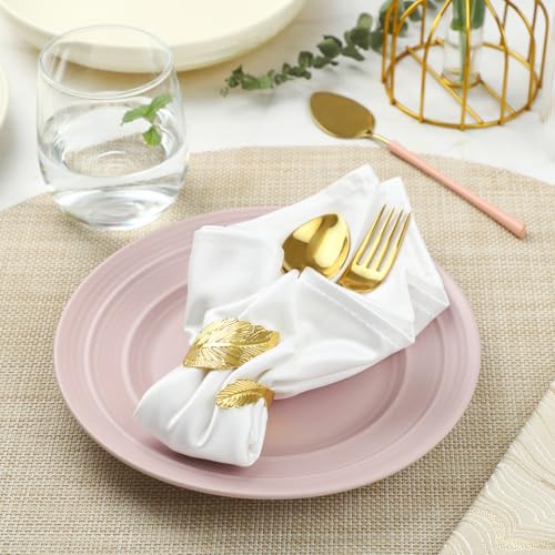Gold Laurel Leaf Napkin Rings, Set of 12 Solid Metal Table Decor
