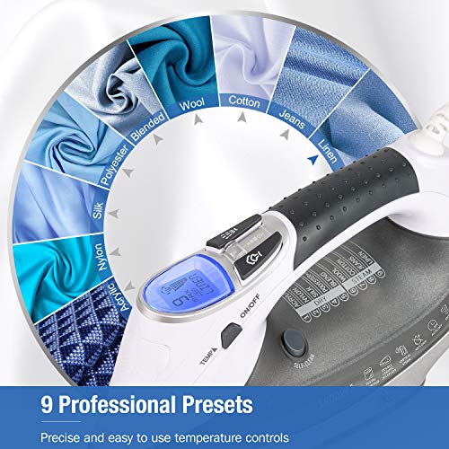 BEAUTURAL 1800W Digital Steam Iron with LCD Screen & Ceramic Soleplate