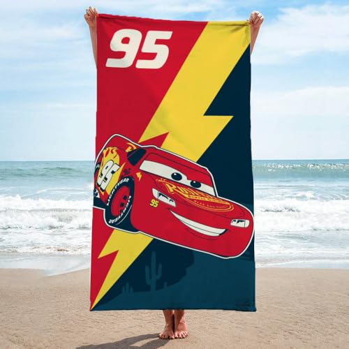 Disney Pixar Cars Kids Beach Towel - 100% Cotton Absorbent Bath Towel