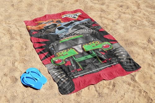 Monster Truck Kids Beach Towel - Soft 100% Cotton 28 x 58 Inch Pool Towel