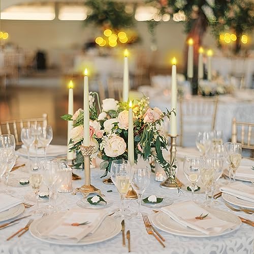 Ivory Flameless Taper Candles with Remote & Timer - 24 Pack, 11 Inch Battery Operated LED Candlesticks