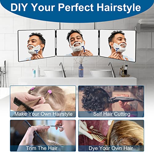LMZNXCZ 3 Way Mirror for Self Hair Cutting,360 Haircuts Men Barber