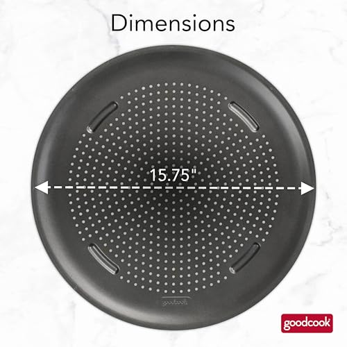 Perforated Nonstick Carbon Steel Pizza Pan with Cutting Guides, 15.75-Inch