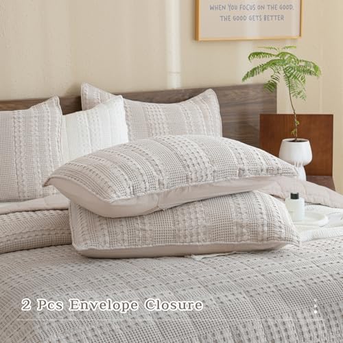 Oversized King Bedspread Set - 3-Piece Cotton Waffle Quilt