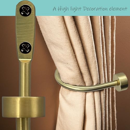 Solid Steel Curtain Holdbacks - 6-Inch Disk Finial Hook, Set of 2