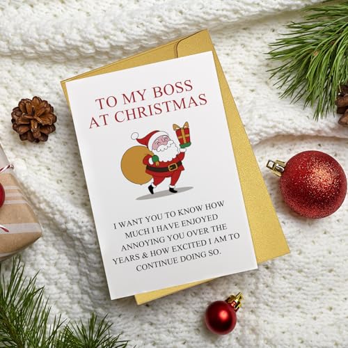 Qiliji Boss Christmas Card Bosses Funny Holiday Card with Inside Message - Boss Christmas Variation