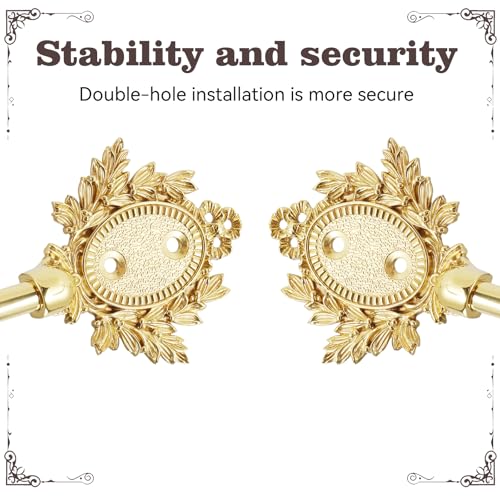 Gold Brass Bow Curtain Holdbacks, Set of 2 Decorative Wall-Mounted Hooks