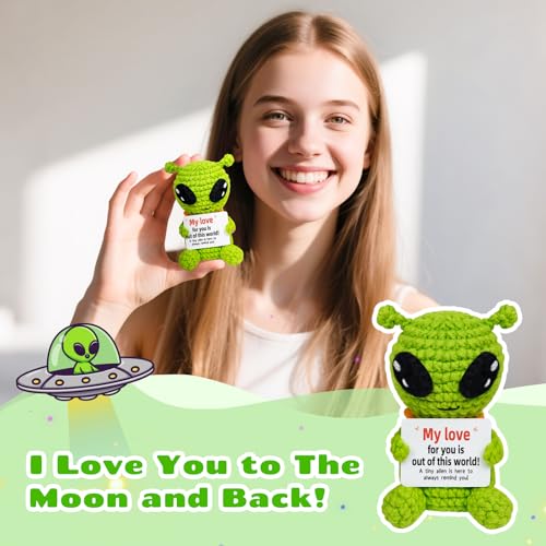 Handmade Crochet Alien Gift with Scarf - Funny Romantic Keepsake