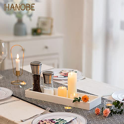 Hanobe Long Narrow Tray for Table Centerpiece 16" White Candle Holder