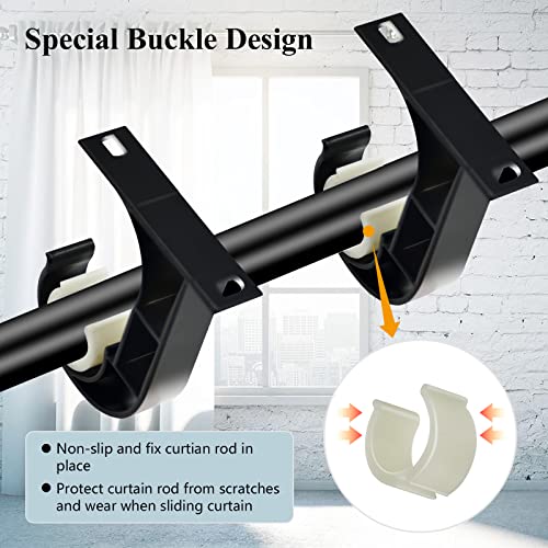 Heavy Duty Ceiling Curtain Rod Brackets for 1 Inch Rods, 4 Pack