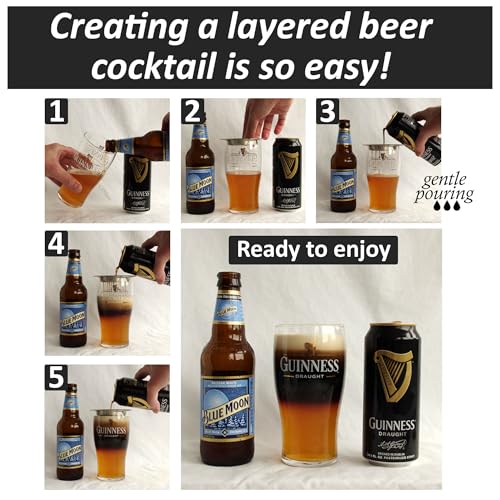 Stainless Steel Black and Tan Beer Layering Tool - Easy Pour Bar Accessory