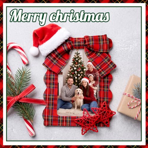 45 Pcs Scalloped Christmas Photo Frames 4x6 - Tartan Plaid Holiday Decor (Variation 45)