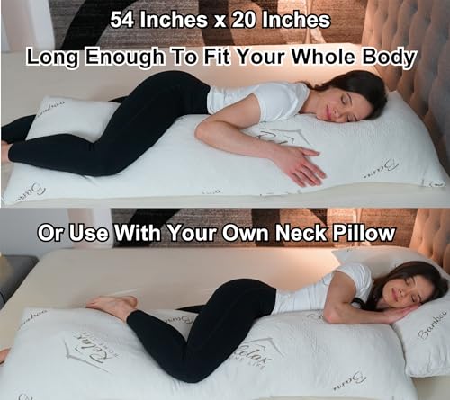Ultra-Luxury Full Size Body Pillow - Shredded Memory Foam & Bamboo Cover