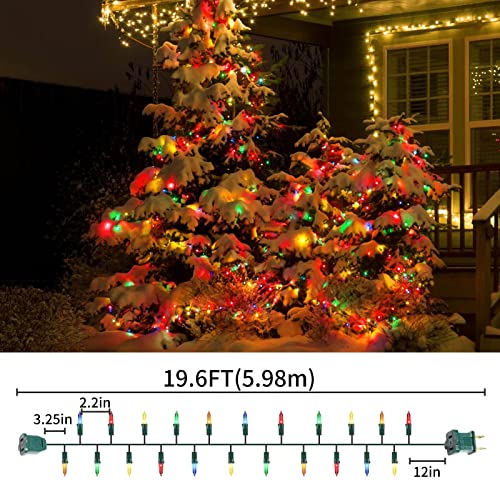 XMASLAND Ultra-Bright Connectable 100-Count Multi Christmas Lights 19.6ft Green Wire (100L) Indoor/Outdoor