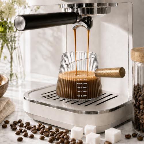 CUPLOOV 6oz Espresso Shot Glass Cup with Handle - Coffee Measuring & Bar Accessory