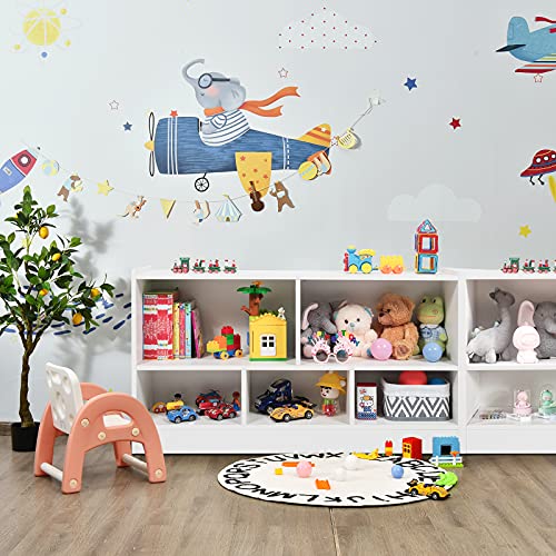5-Section Kids Toy Storage Organizer & Bookshelf - Wooden Playroom Cabinet