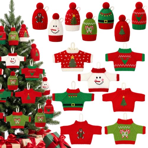 Harrycle Embroidery 14 Pcs Crochet Ugly Christmas Sweater Ornaments Kit