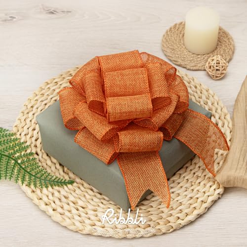 Orange Wired Burlap Ribbon - 2 Inch x 10 Yards for Wreaths & Bows