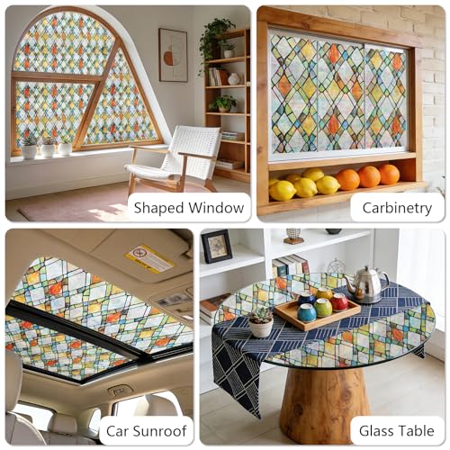 Stained Glass Window Privacy Film | Non-Adhesive UV Blocking Cling